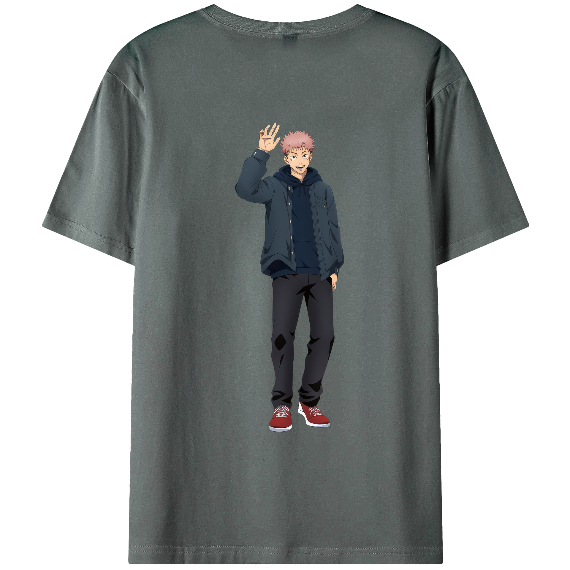 （画像用） 呪術廻戦 Jujutsu Kaisen 綿100％ メンズ半袖Tシャツ（バックプリント） 通気性